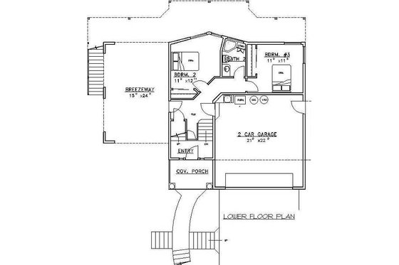Floor Plan - Lower Floor for Beach House Plan #117-527 - 3 bed, 2.5 bath