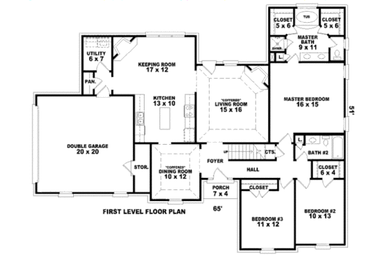 Floor Plan - Main Floor for European House Plan #81-13754 - 4 bed, 3 bath