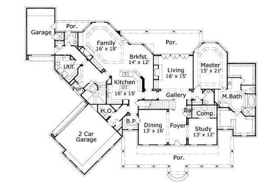 Floor Plan - Main Floor for Traditional House Plan #411-296 - 4 bed, 5 bath
