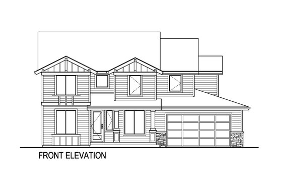 Exterior - Front Elevation 3 for Traditional House Plan #569-84 - 5 bed, 3 bath