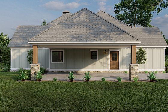 Exterior - Front Elevation 4 for Craftsman House Plan #923-305 - 2 bed, 2 bath