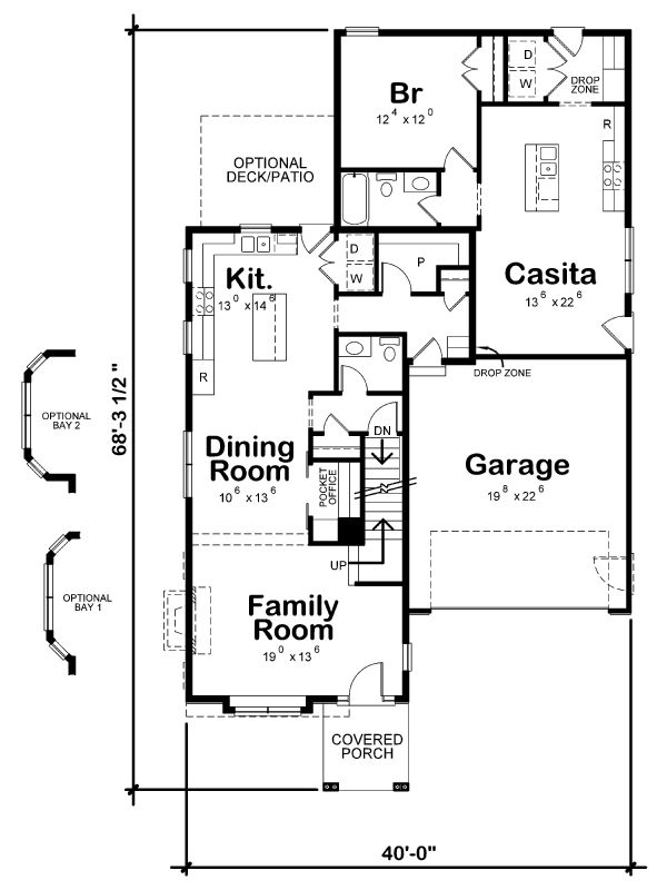 Architectural House Design - Traditional Floor Plan - Main Floor Plan #20-2340
