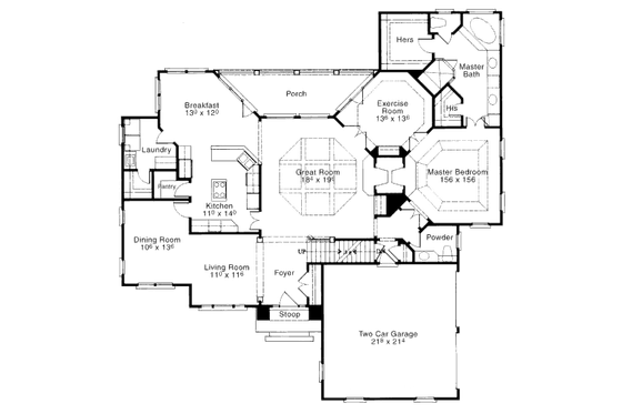 Floor Plan - Main Floor for Traditional House Plan #429-27 - 4 bed, 3.5 bath