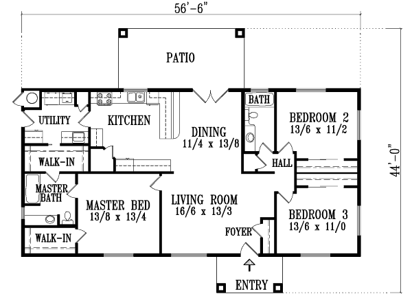 Adobe / Southwestern Floor Plan - Main Floor Plan #1-1299