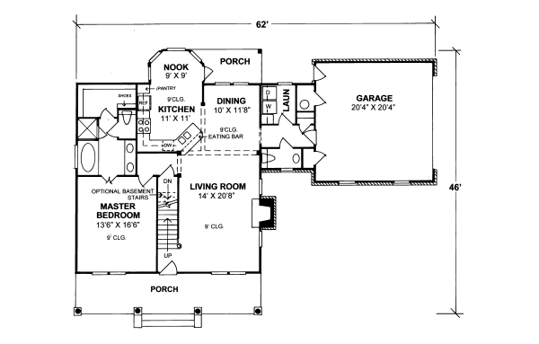Architectural House Design - Country Floor Plan - Main Floor Plan #20-318