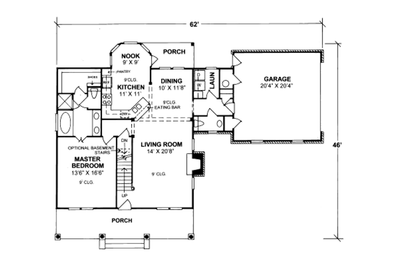 Home Plan - Floor Plan - Main Floor for Country House Plan #20-318 - 3 bed, 2.5 bath