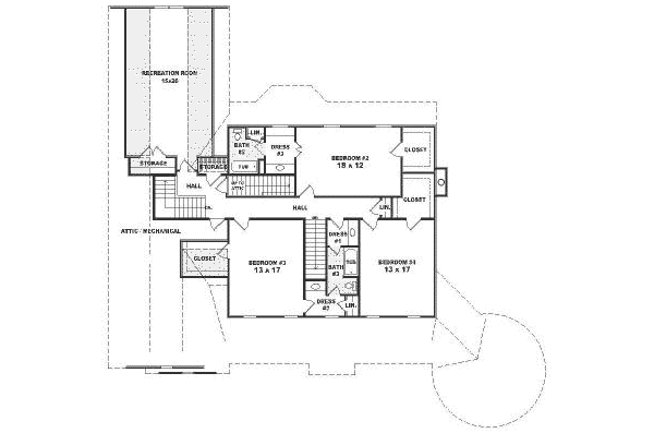 Southern Floor Plan - Upper Floor Plan #81-341
