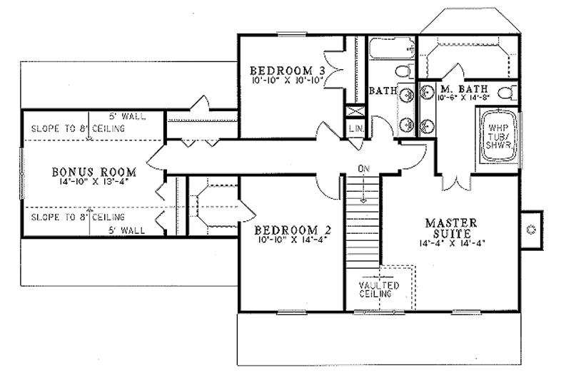 Dream House Plan - Floor Plan - Upper Floor for Farmhouse House Plan #17-234 - 3 bed, 2.5 bath