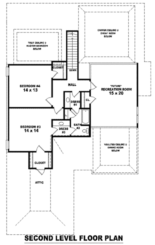 Floor Plan - Upper Floor for European House Plan #81-1129 - 4 bed, 3 bath