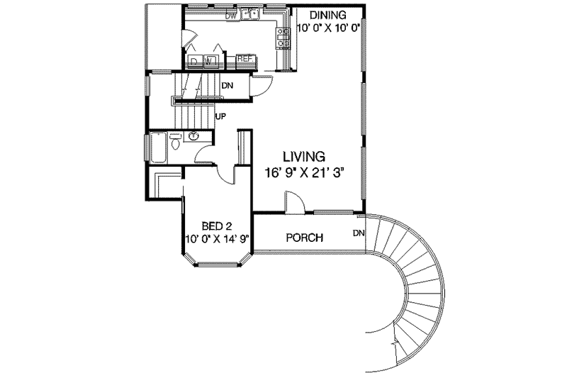 Home Plan - Floor Plan - Main Floor for Bungalow House Plan #60-377 - 2 bed, 2 bath