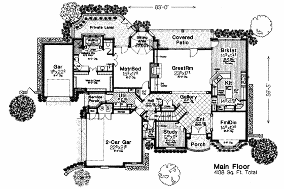 Floor Plan - Main Floor for European House Plan #310-237 - 4 bed, 4.5 bath