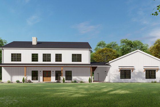 Exterior - Rear Elevation for Barndominium House Plan #1092-49 - 7 bed, 5 bath