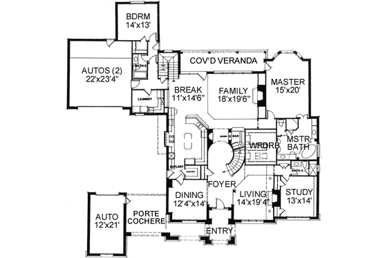 Floor Plan - Main Floor for European House Plan #141-132 - 5 bed, 5 bath