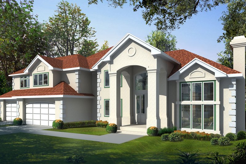 European Style House Plan - 4 Beds 3.5 Baths 4545 Sq/Ft Plan #94-209 Exterior