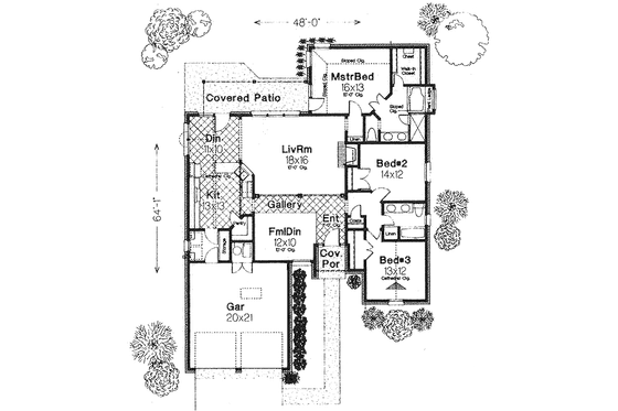 Traditional style plan 310-767 main floor