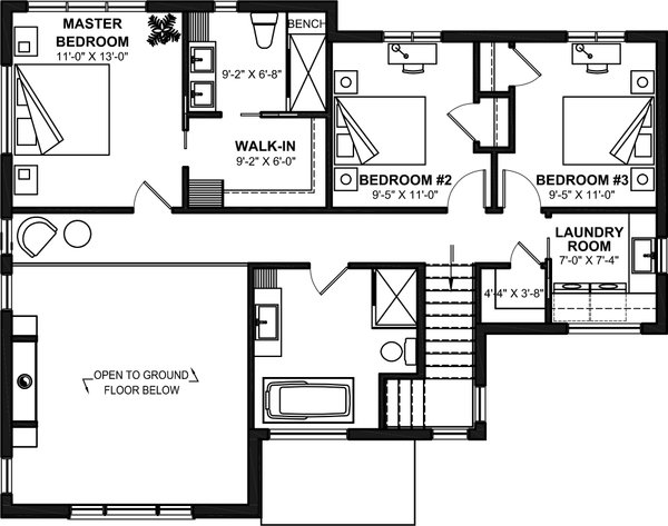 Contemporary Floor Plan - Upper Floor Plan #23-2761
