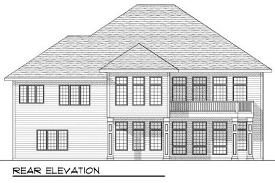 Exterior - Rear Elevation for European House Plan #70-813 - 4 bed, 3 bath