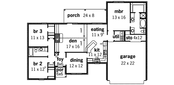 Southern Floor Plan - Main Floor Plan #16-265