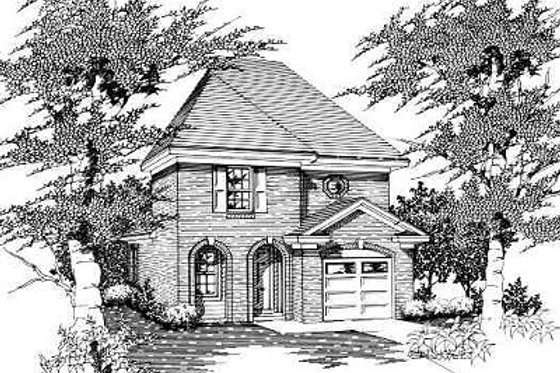Exterior - Front Elevation for European House Plan #329-161 - 3 bed, 2 bath