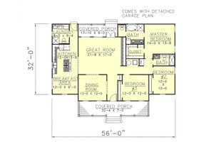 Floor Plan - Main Floor for Traditional House Plan #44-103 - 3 bed, 2.5 bath