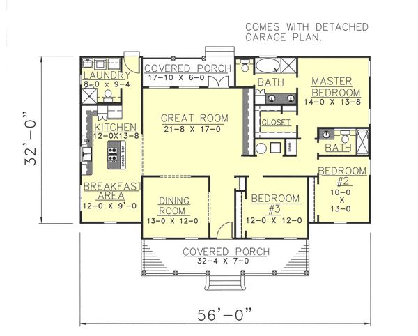 House Blueprint - Traditional Floor Plan - Main Floor Plan #44-103