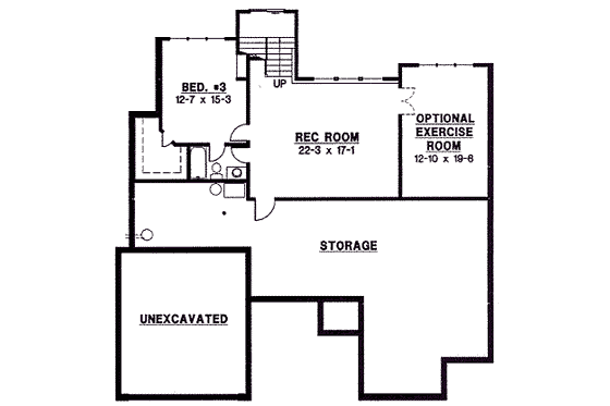 Floor Plan - Lower Floor for Ranch House Plan #67-777 - 3 bed, 3 bath