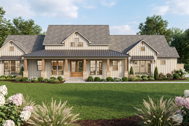 House Blueprint - Exterior - Front Elevation 3 for Farmhouse House Plan #923-510 - 3 bed, 3.5 bath