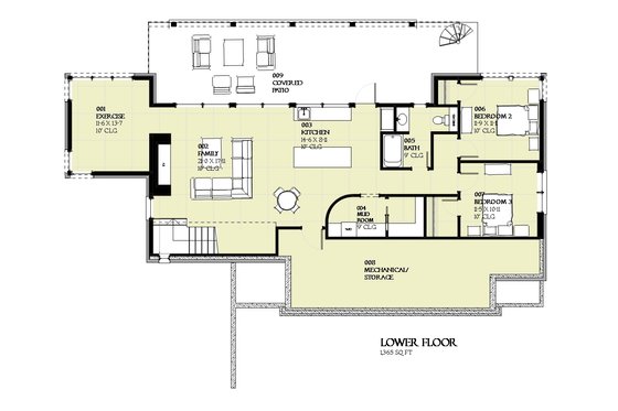 Floor Plan - Lower Floor for Cabin House Plan #901-129 - 3 bed, 2.5 bath