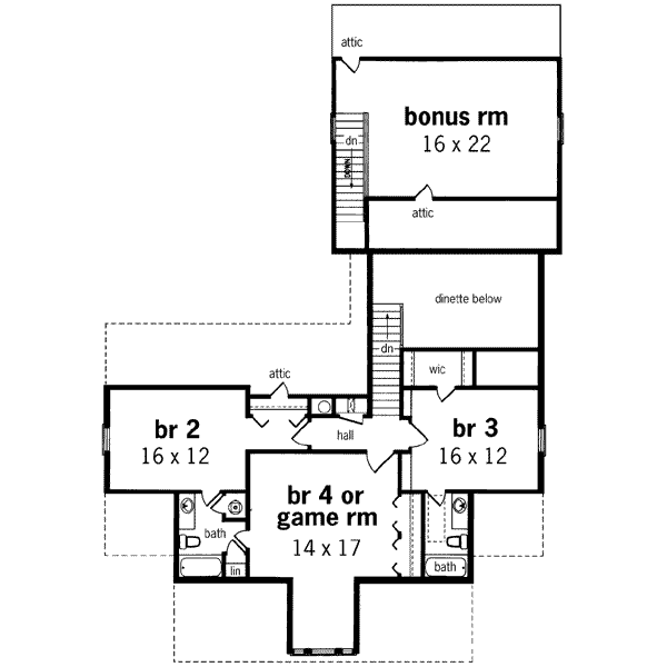 Southern Floor Plan - Upper Floor Plan #45-249