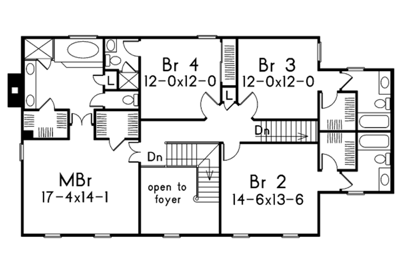 Dream House Plan - Floor Plan - Upper Floor for Colonial House Plan #57-121 - 4 bed, 4.5 bath