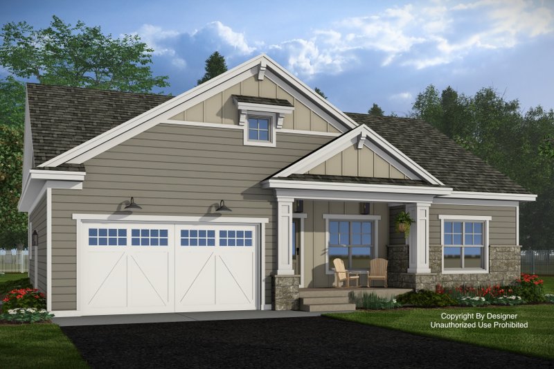 Architectural House Design - Exterior - Front Elevation 4 for Craftsman House Plan #51-1559 - 2 bed, 2 bath