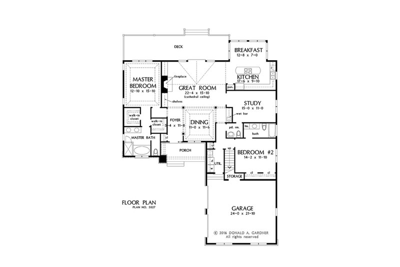 Home Plan - Floor Plan - Main Floor for European House Plan #929-1029 - 2 bed, 2.5 bath