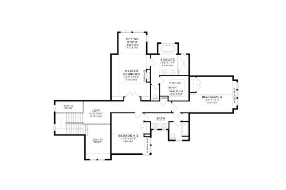 Floor Plan - Upper Floor for Craftsman House Plan #1086-12 - 3 bed, 2.5 bath