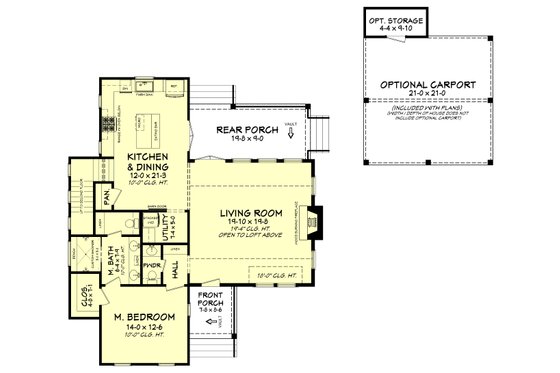 Floor Plan - Main Floor for Farmhouse House Plan #430-180 - 3 bed, 2.5 bath