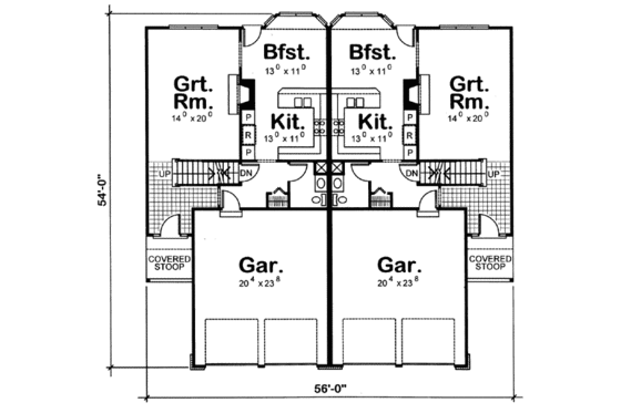Floor Plan - Main Floor for Traditional House Plan #20-565 - 3 bed, 2.5 bath