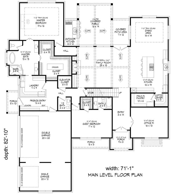 Colonial Floor Plan - Main Floor Plan #932-974