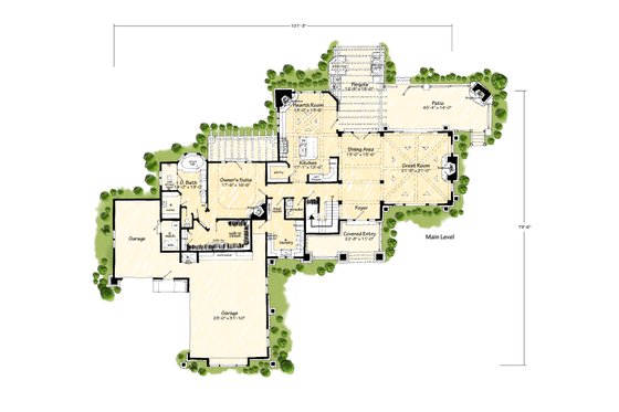 Floor Plan - Main Floor for Traditional House Plan #942-65 - 3 bed, 2.5 bath
