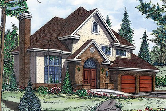 Exterior - Front Elevation for European House Plan #138-214 - 3 bed, 2.5 bath