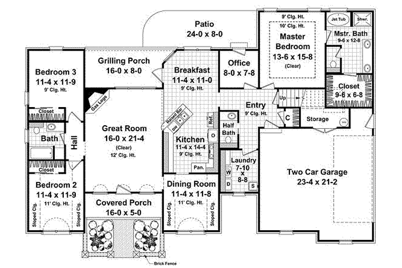 Home Plan - Floor Plan - Main Floor for Mediterranean House Plan #21-241 - 3 bed, 2.5 bath