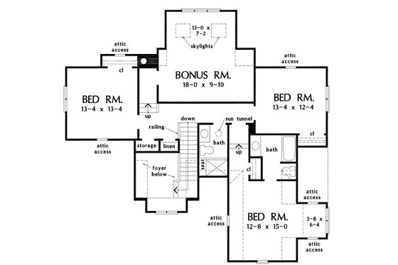Floor Plan - Upper Floor for Country House Plan #929-1075 - 4 bed, 3.5 bath