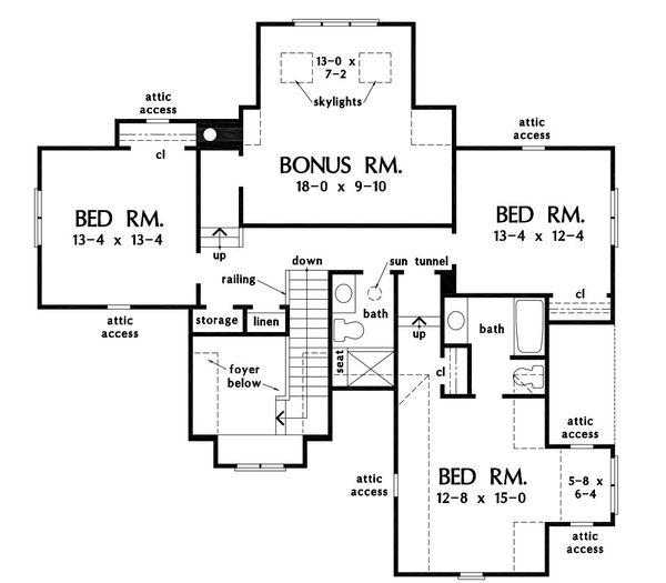 Architectural House Design - Country Floor Plan - Upper Floor Plan #929-1075