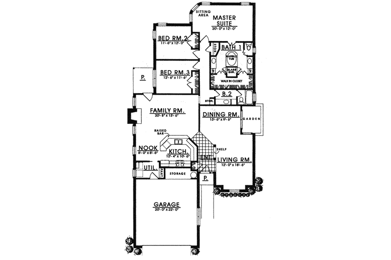 Home Plan - Floor Plan - Main Floor for European House Plan #40-145 - 3 bed, 2 bath