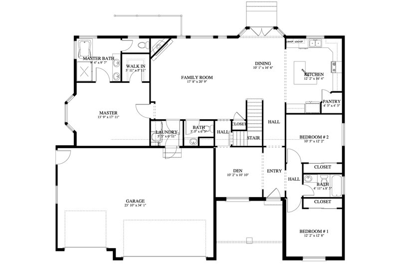House Design - Floor Plan - Main Floor for Traditional House Plan #1060-46 - 3 bed, 2.5 bath