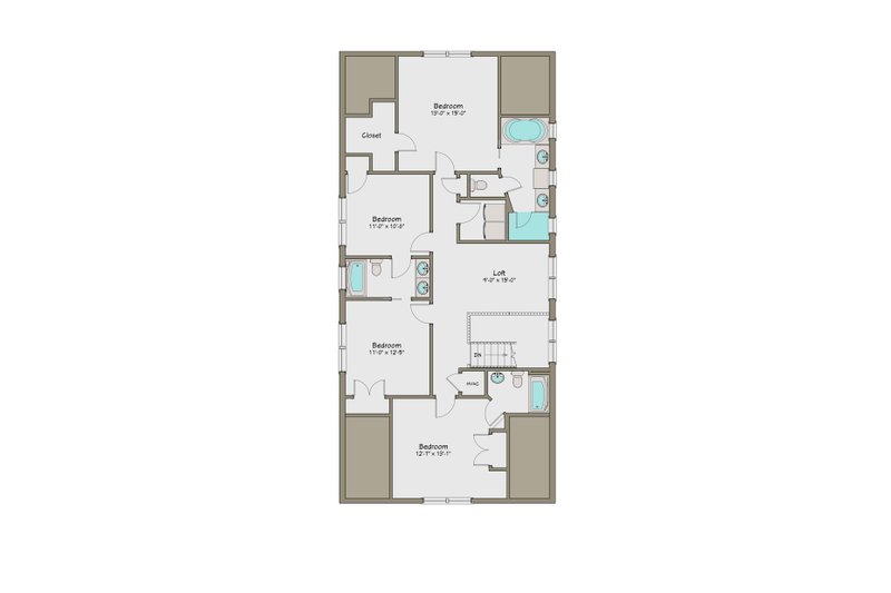 Home Plan - Floor Plan - Upper Floor for Craftsman House Plan #461-42 - 5 bed, 4 bath