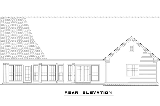 Country Style Home, Single Story, Rear Elevatio