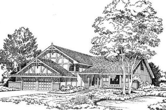 Exterior - Front Elevation for European House Plan #312-771 - 4 bed, 3.5 bath