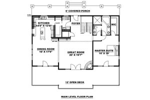 Floor Plan - Main Floor for Farmhouse House Plan #117-950 - 3 bed, 2 bath