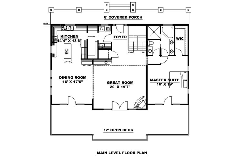 House Blueprint - Floor Plan - Main Floor for Farmhouse House Plan #117-950 - 3 bed, 2 bath