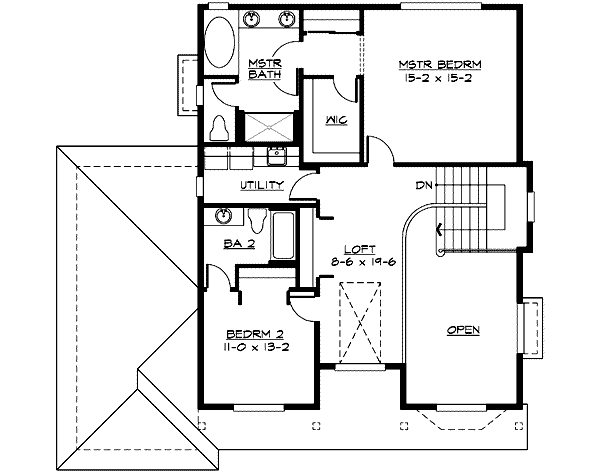 Traditional Floor Plan - Upper Floor Plan #132-105