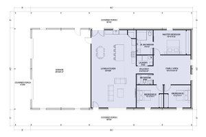 Floor Plan - Main Floor for Barndominium House Plan #1107-4 - 3 bed, 2 bath